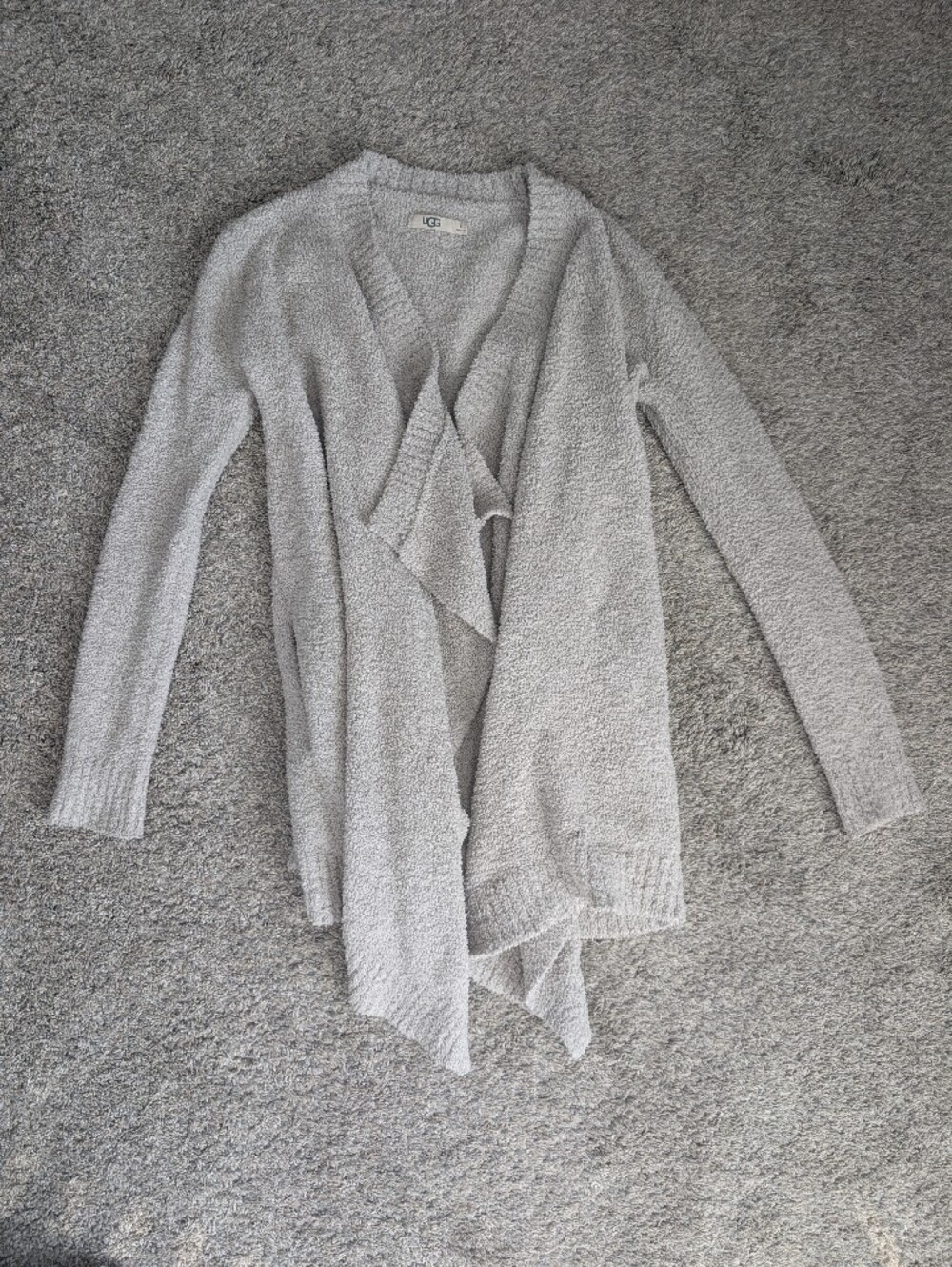 UGG Cozy Light Gray Open-Front Women’s Sweater Cardigan Wrap Around Blanket-like